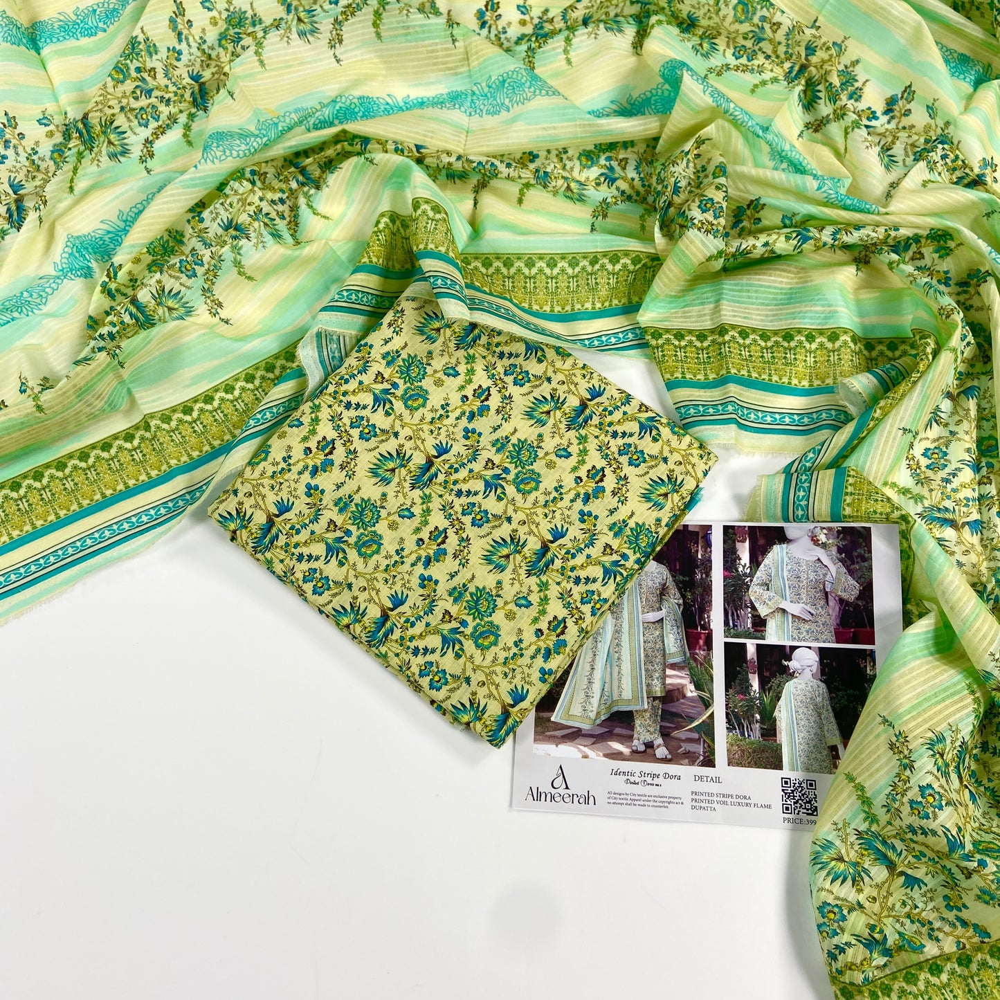 Almeerah Vol-3 Digital Printed Stripe Dora 3PC