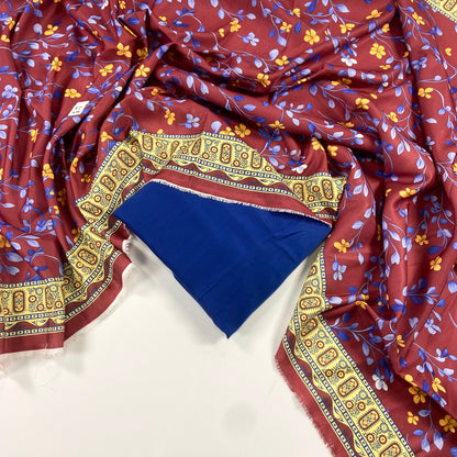 Maria B Linen Dyed Matching Suit With Wool Shawl-3PC