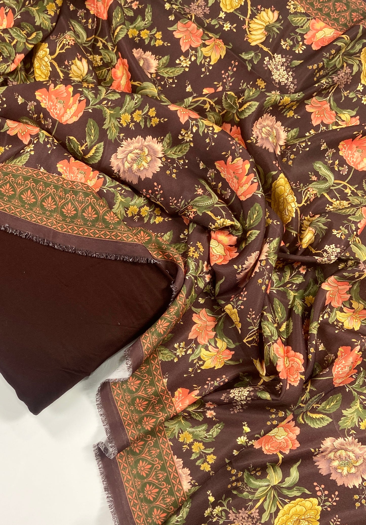 Maria B Twill Linen Dyed Matching Suit With Wool Shawl-3PC