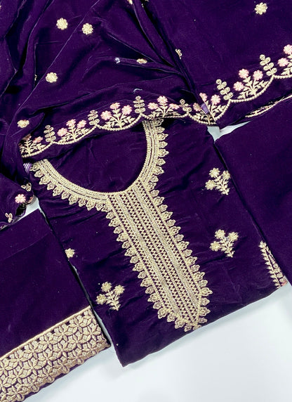 Maria B Luxury Velvet Embroidered Suit – 3PC