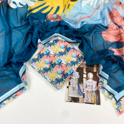 Almeerah Digital Printed Stripe Dora 3PC