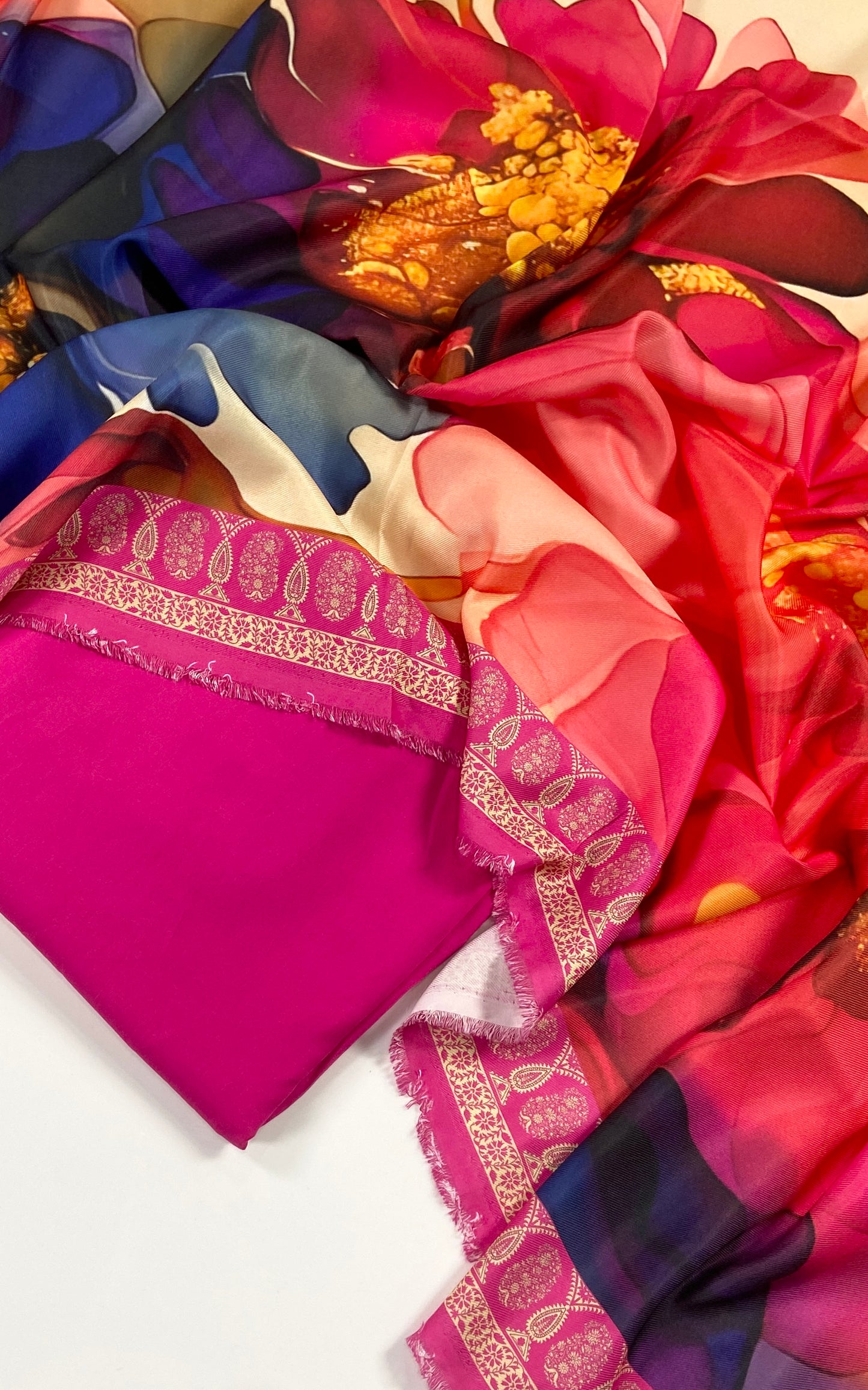 Maria B Linen Dyed Matching Suit With Wool Shawl-3PC