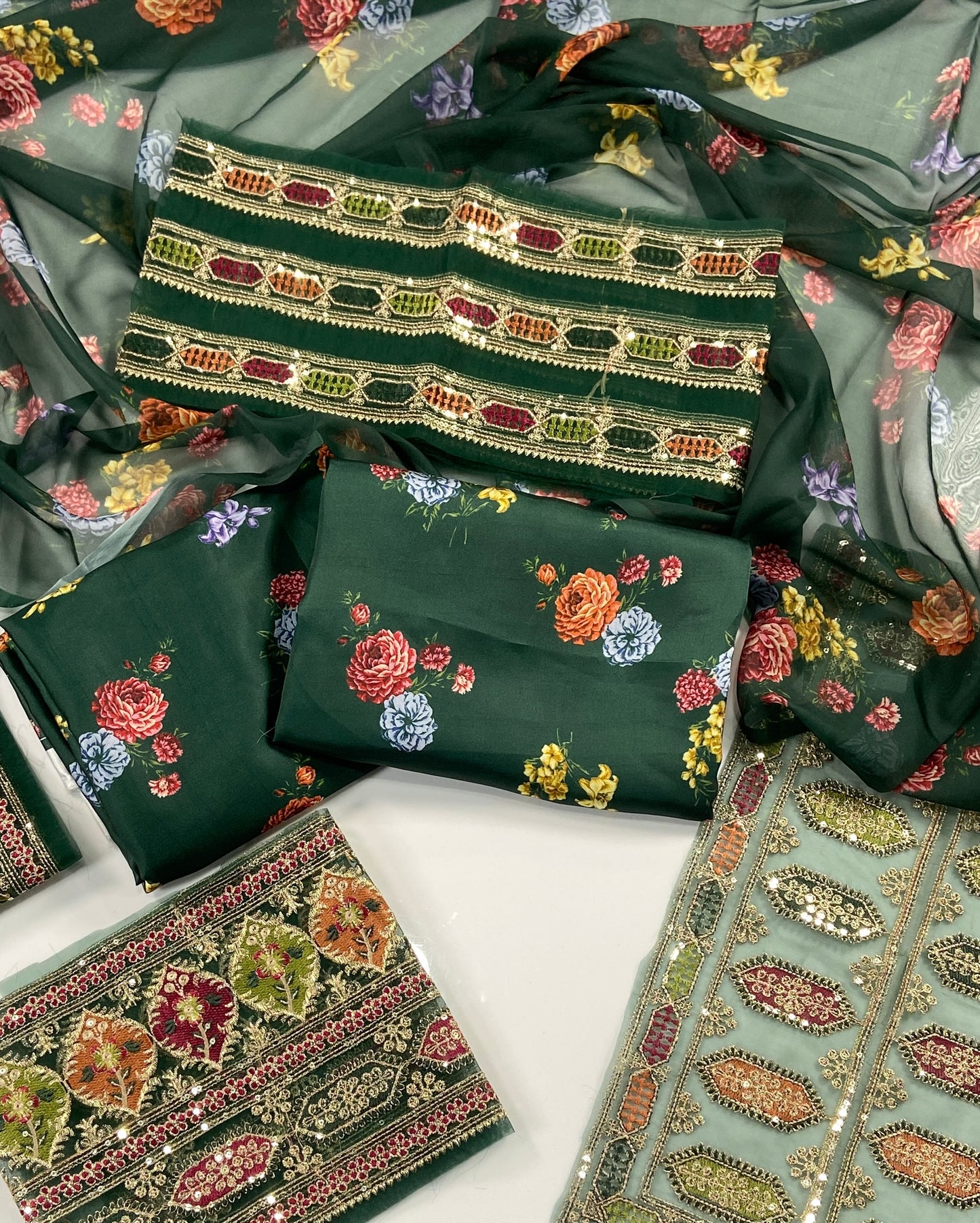 Aneela Premium Silk – With Organza Patches