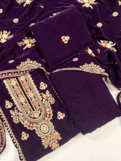 Maria B Luxury Velvet Embroidered Suit – 3PC