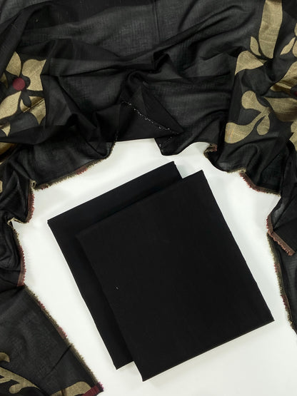 Self Jacquard Voil Shawl 3PC Unstitched Suit