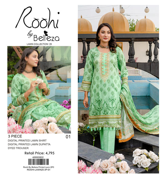 Roohi By Belleza Printed Lawn 3-PC