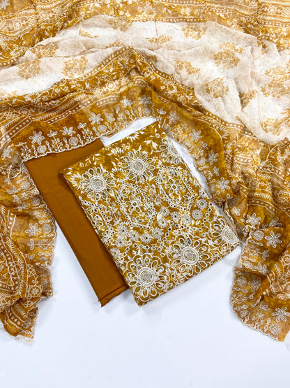 Riwayat Embroidered Lawn With Chiffon Dupatta 3PC