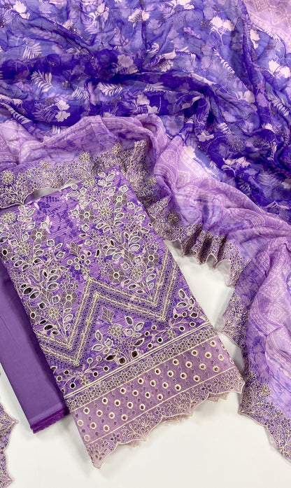 Riwayat Embroidered Lawn With Chiffon Dupatta 3PC