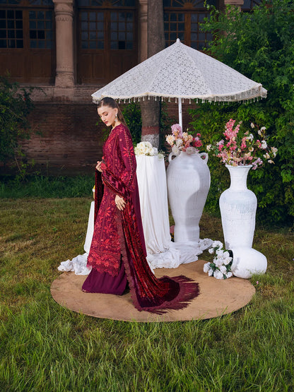 Amelia By Mahnur Luxury Embroidered Corduroy With Palachi Shawl 3PC