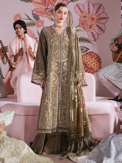 Amelia By Mahnur Luxury Embroidered Corduroy With Palachi Shawl 3PC