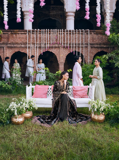 Amelia By Mahnur Luxury Embroidered Corduroy With Palachi Shawl 3PC