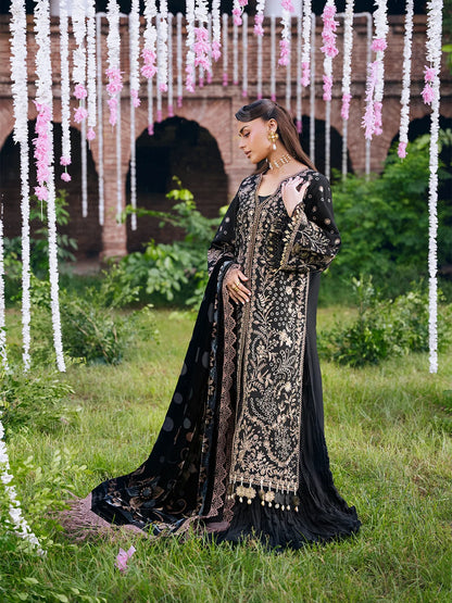 Amelia By Mahnur Luxury Embroidered Corduroy With Palachi Shawl 3PC
