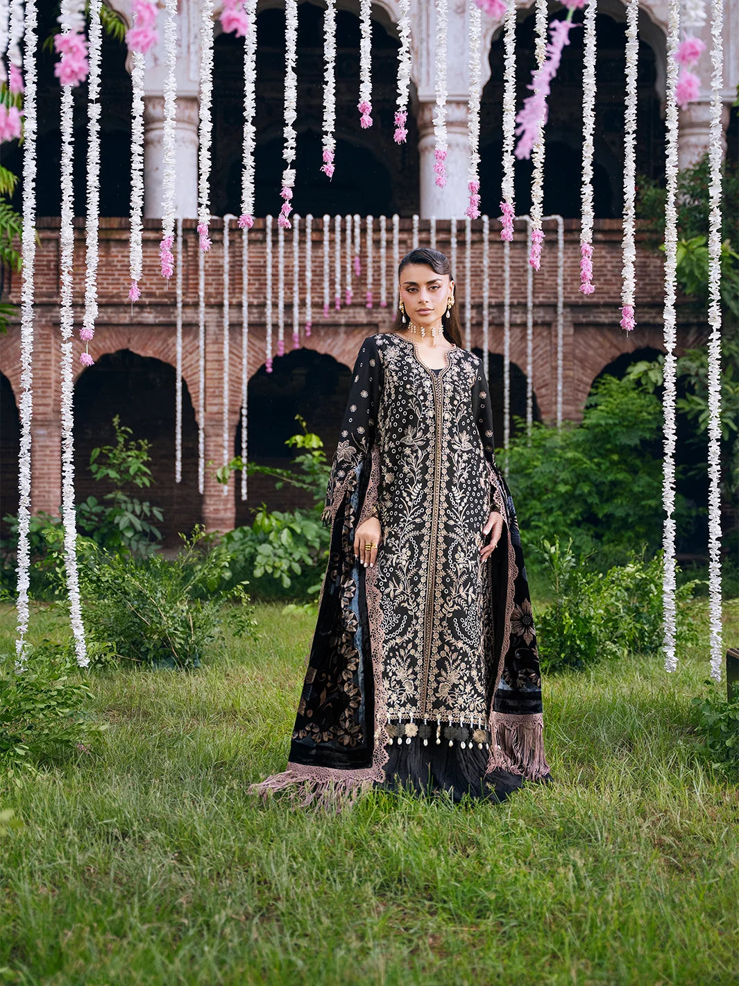 Amelia By Mahnur Luxury Embroidered Corduroy With Palachi Shawl 3PC