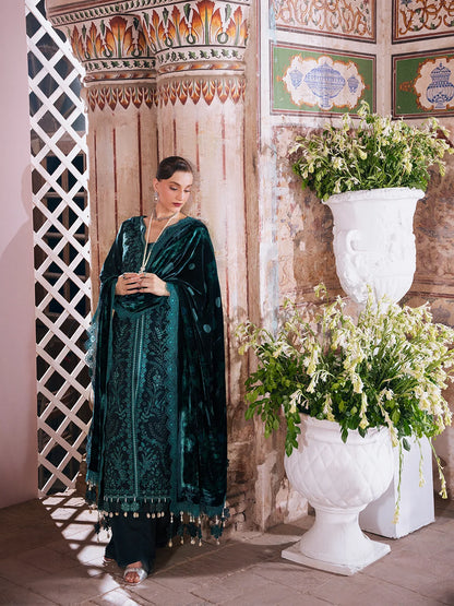 Amelia By Mahnur Luxury Embroidered Corduroy With Palachi Shawl 3PC