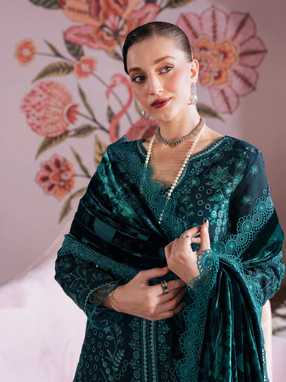 Amelia By Mahnur Luxury Embroidered Corduroy With Palachi Shawl 3PC