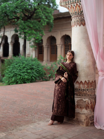 Amelia By Mahnur Luxury Embroidered Corduroy With Palachi Shawl 3PC