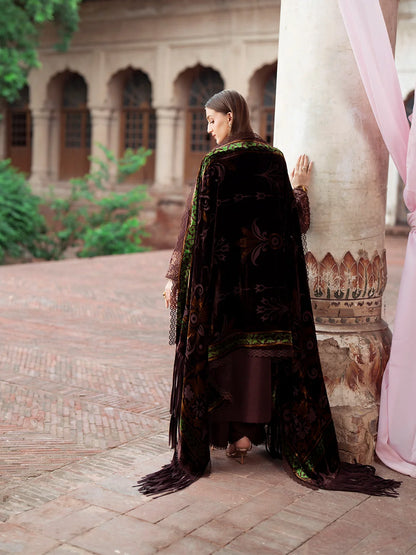 Amelia By Mahnur Luxury Embroidered Corduroy With Palachi Shawl 3PC