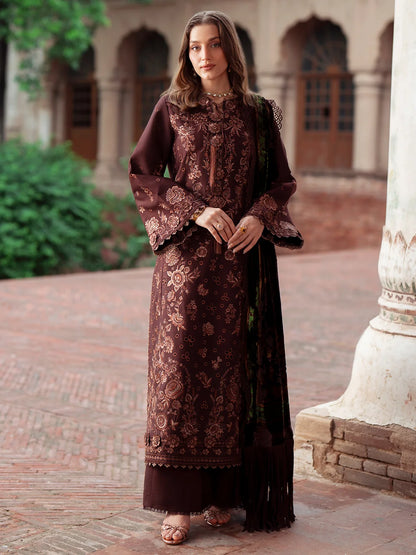 Amelia By Mahnur Luxury Embroidered Corduroy With Palachi Shawl 3PC