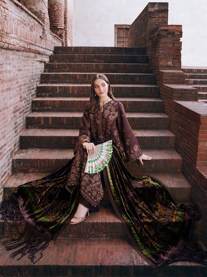 Amelia By Mahnur Luxury Embroidered Corduroy With Palachi Shawl 3PC