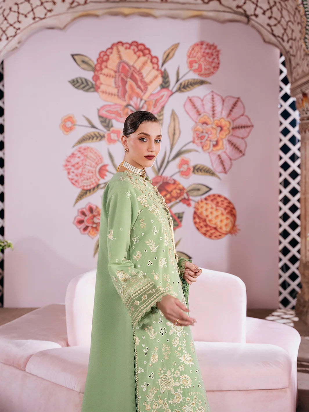 Amelia By Mahnur Luxury Embroidered Corduroy With Palachi Shawl 3PC