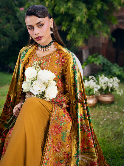 Amelia By Mahnur Luxury Embroidered Corduroy With Palachi Shawl 3PC