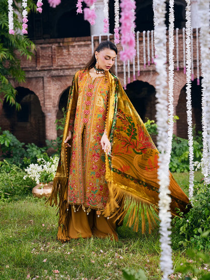 Amelia By Mahnur Luxury Embroidered Corduroy With Palachi Shawl 3PC