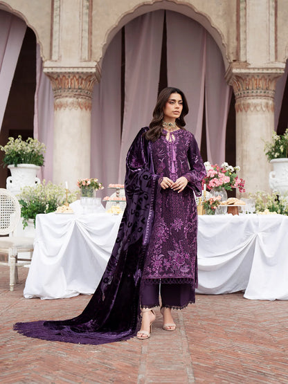 Amelia By Mahnur Luxury Embroidered Corduroy With Palachi Shawl 3PC