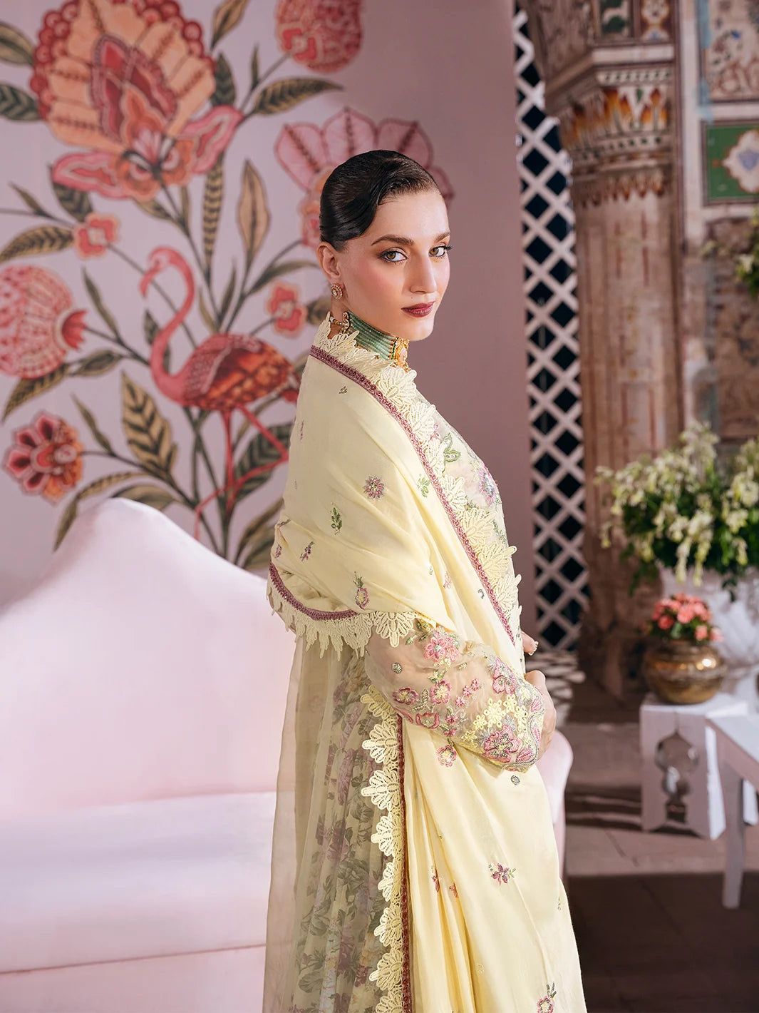 Amelia By Mahnur Luxury Embroidered Corduroy With Palachi Shawl 3PC