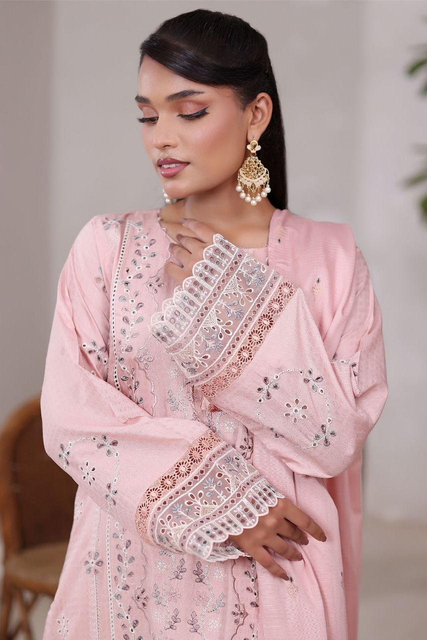 Poshna By Dressline Luxury Emb Jaquard Check Viscose 3PC