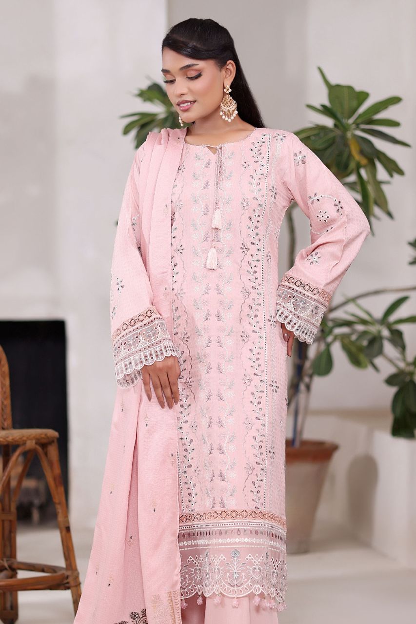 Poshna By Dressline Luxury Emb Jaquard Check Viscose 3PC