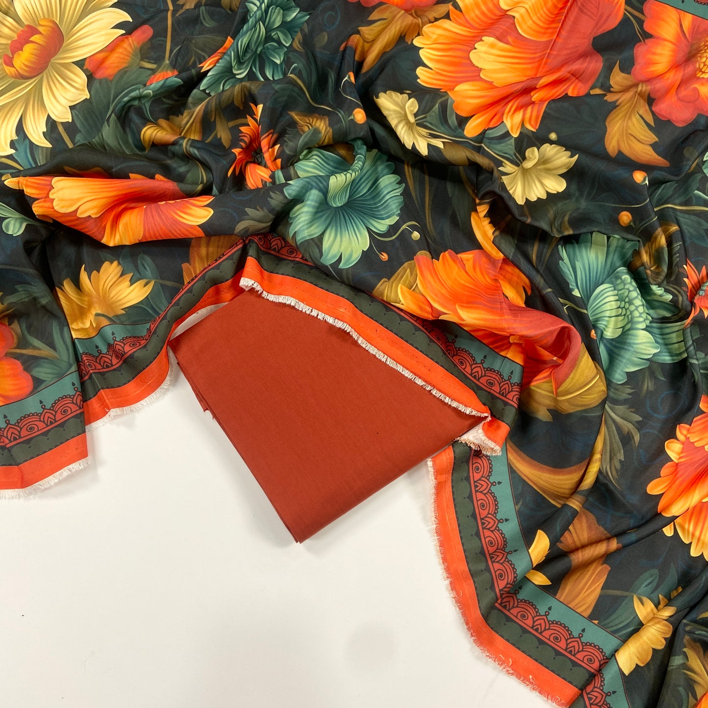 Maria B Khaddar Dyed Matching Suit With Wool Shawl-3PC