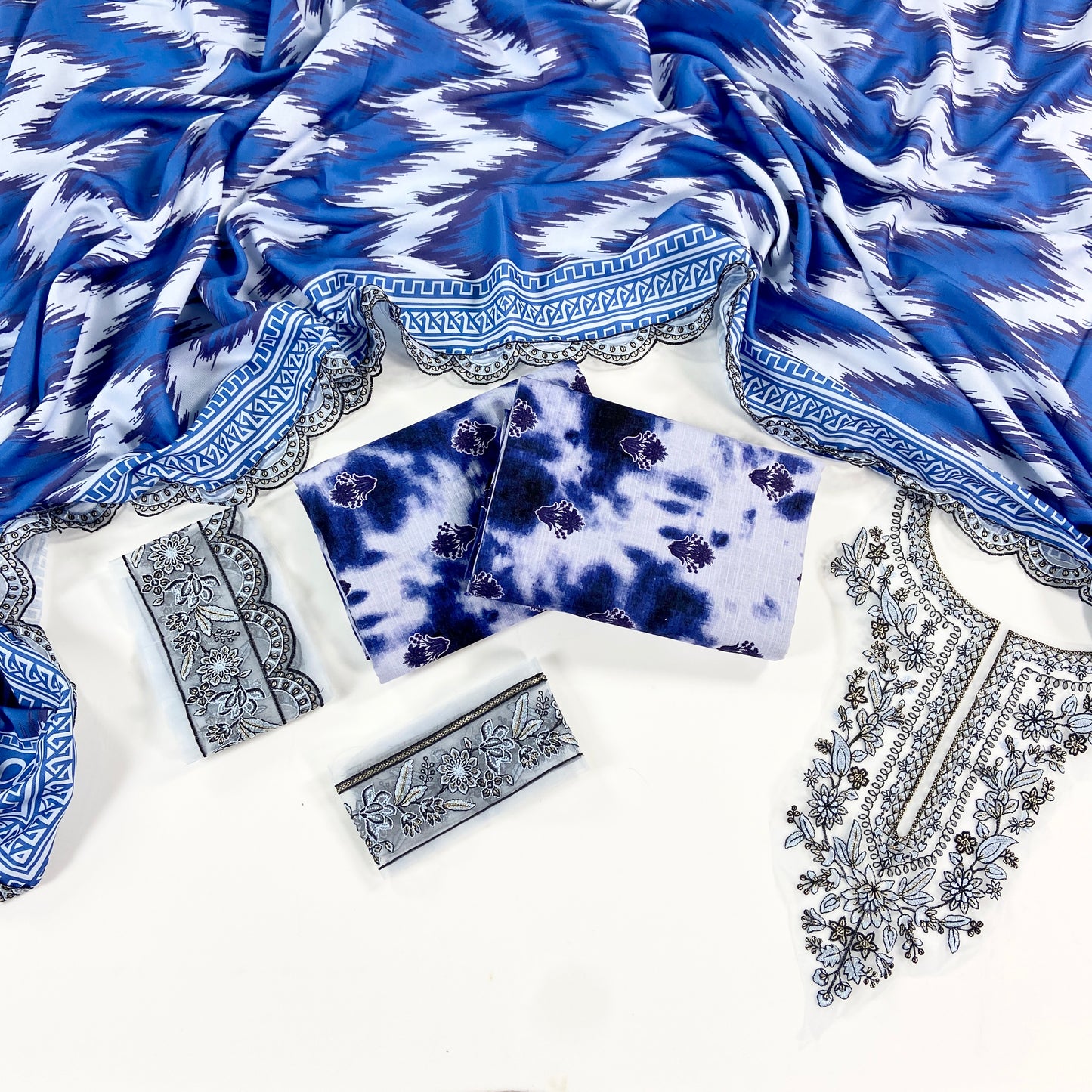 Sapphire Printed Slub Khaddar With Emb Patches 3PC