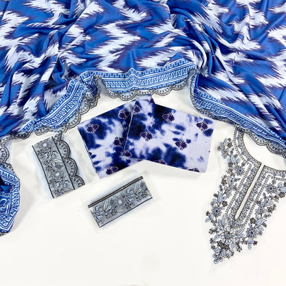 Sapphire Printed Slub Khaddar With Emb Patches 3PC
