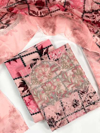 Anaya Noor Emb Bana Dora Lawn With Daman Patches 3PC