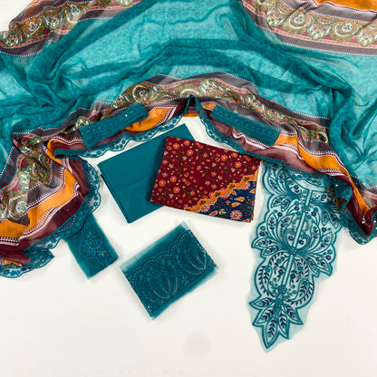 Maria B Embroiderd & Digital Printed Lawn 3PC