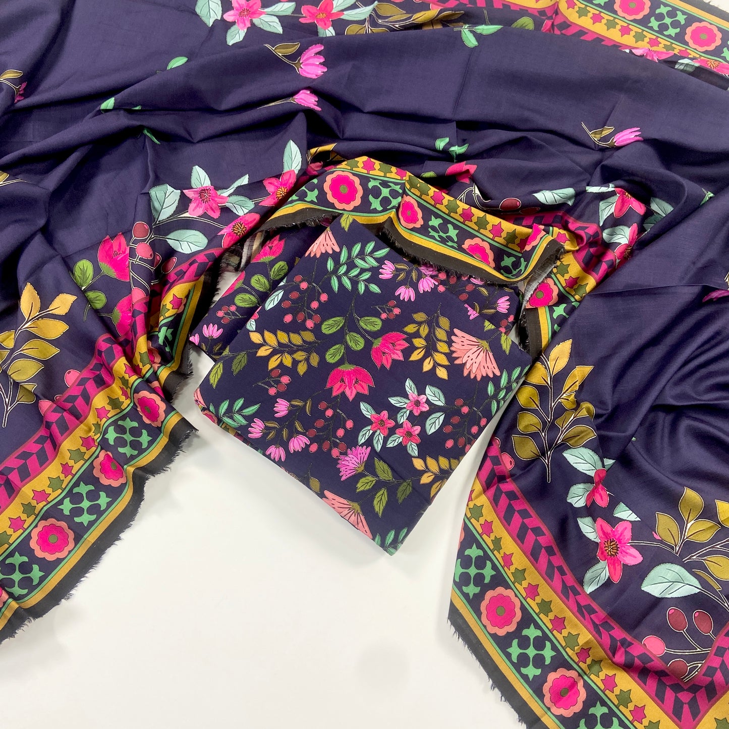 Anaya Noor Printed Bana Dora Slub Linen 3PC