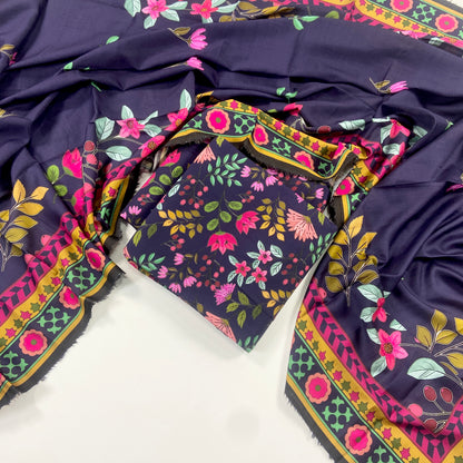 Anaya Noor Printed Bana Dora Slub Linen 3PC