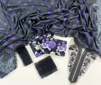 Baroque Printed Slub Khaddar With Emb Patches 3PC