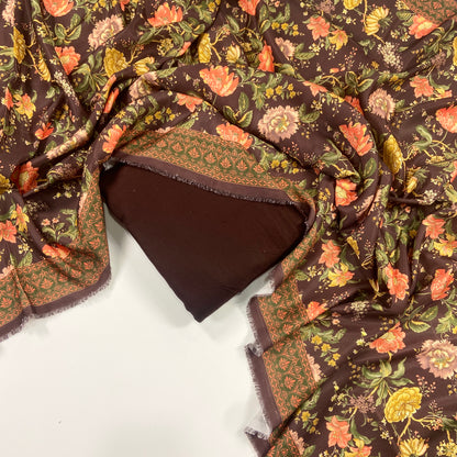 Maria B Twill Linen Dyed Matching Suit With Wool Shawl-3PC