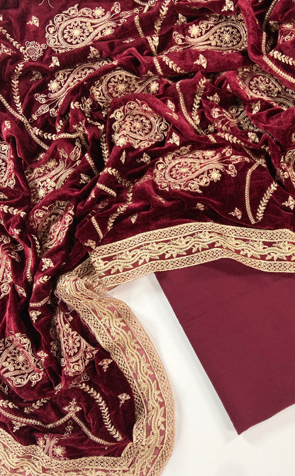 Maria B Dhanak with Emb Velvet Shawl 3PC