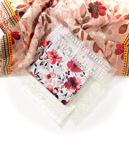 Baroque Embroidered With Patches Lawn 3PC
