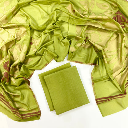 Self Jacquard Voil Shawl 3PC Unstitched Suit