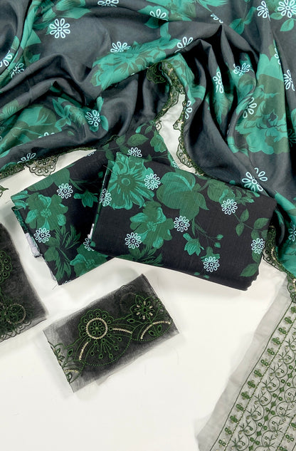 Baroque Printed Slub Khaddar With Emb Patches 3PC