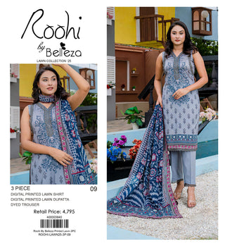 Roohi By Belleza Printed Lawn 3-PC