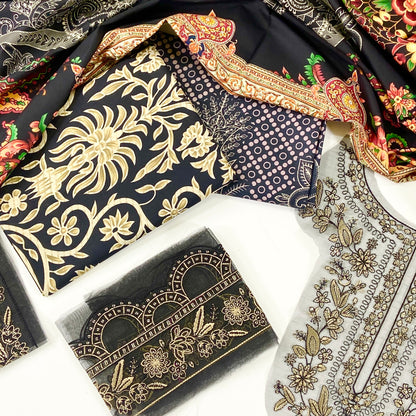Maria B Printed Linen With Emb Patches 3PC