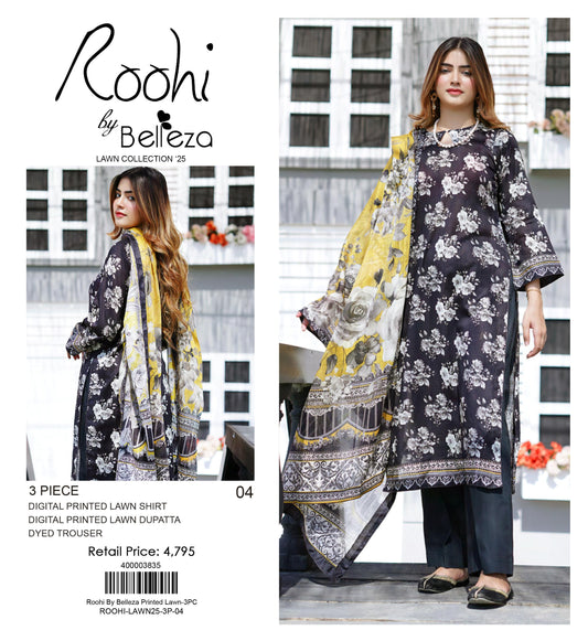 Roohi By Belleza Printed Lawn 3-PC