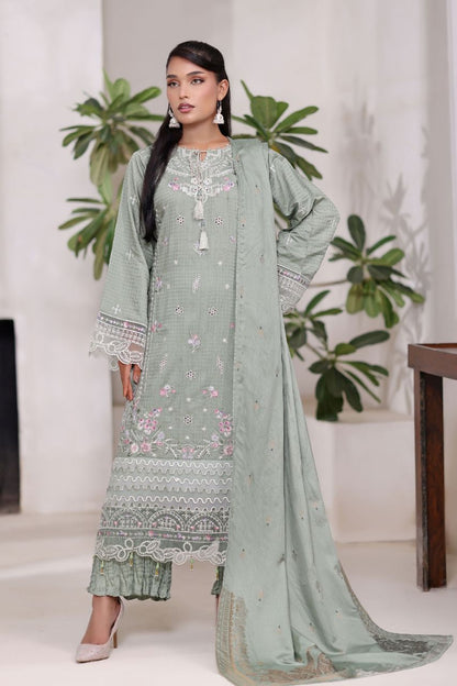 Poshna By Dressline Luxury Emb Jaquard Check Viscose 3PC