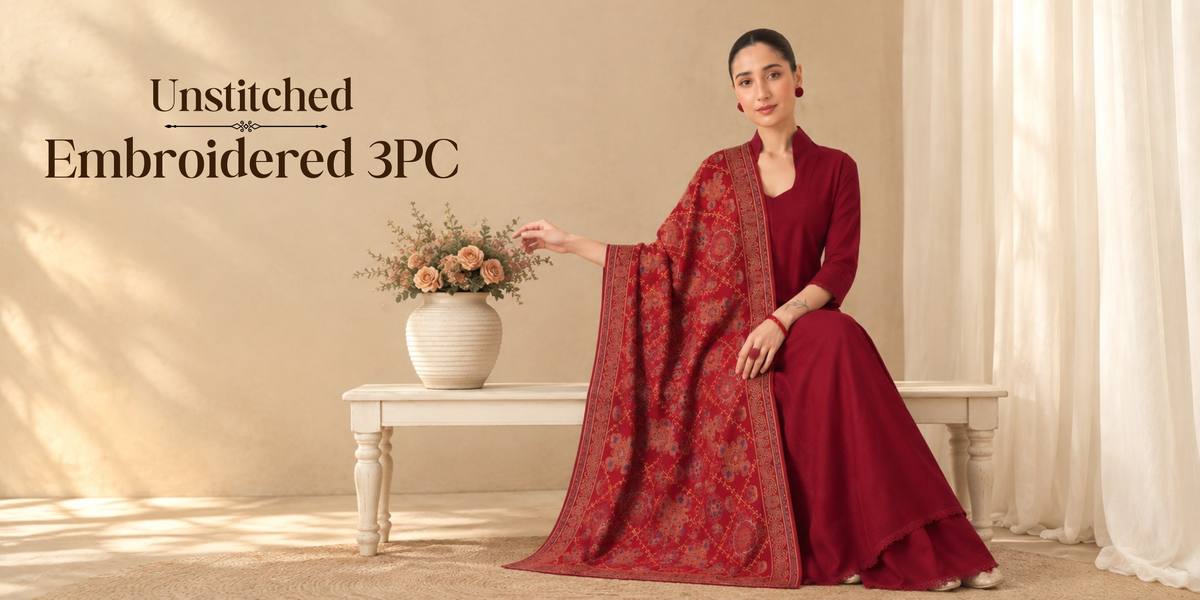 Unstitched Embroidered 3PC