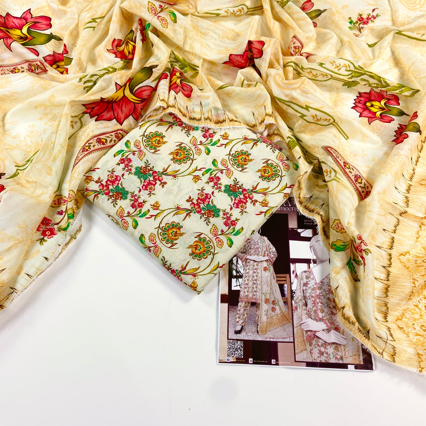 Almeerah Digital Printed Stripe Dora 3PC