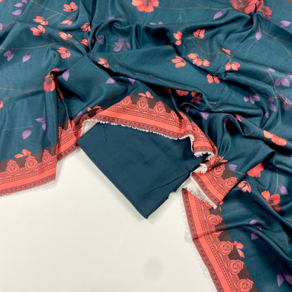 Maria B Linen Dyed Matching Suit With Wool Shawl-3PC